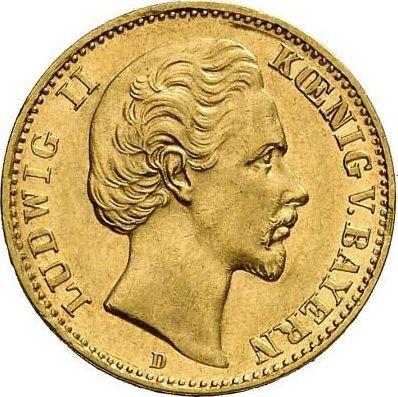 Аверс монеты - 10 марок 1877 года D "Бавария" - цена золотой монеты - Германия, Германская Империя