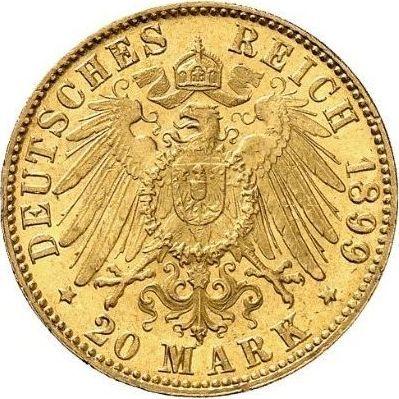 Реверс монеты - 20 марок 1899 года J "Гамбург" - цена золотой монеты - Германия, Германская Империя