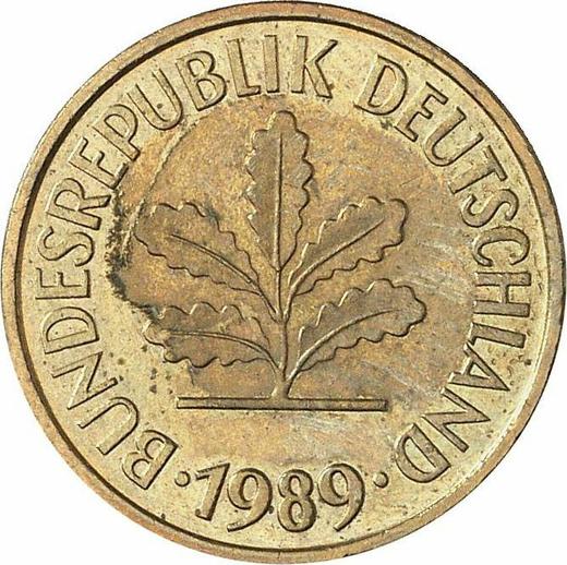 Реверс монеты - 5 пфеннигов 1989 года J - цена  монеты - Германия, ФРГ