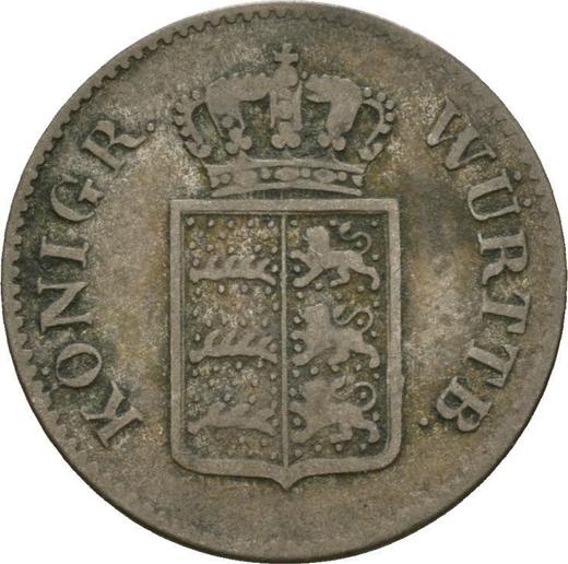 Anverso 3 kreuzers 1843 - valor de la moneda de plata - Wurtemberg, Guillermo I