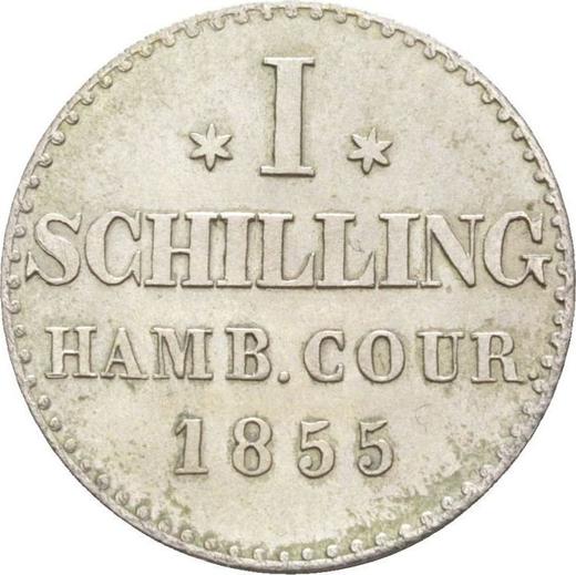 Реверс монеты - 1 шиллинг 1855 года - цена  монеты - Гамбург, Вольный город