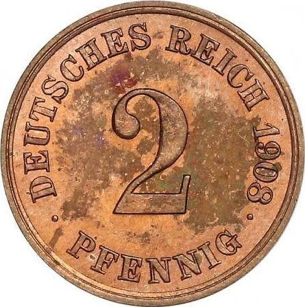 Аверс монеты - 2 пфеннига 1908 года E "Тип 1904-1916" - цена  монеты - Германия, Германская Империя