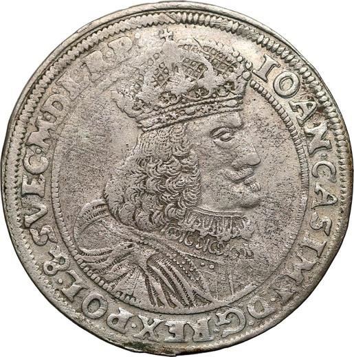 Аверс монеты - Орт (18 грошей) 1657 года AT "Прямой герб" - цена серебряной монеты - Польша, Ян II Казимир