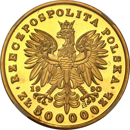 Anverso 500000 eslotis 1990 "Frédéric Chopin" - valor de la moneda de oro - Polonia, República moderna