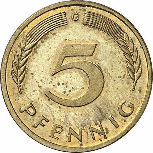 Аверс монеты - 5 пфеннигов 1989 года G - цена  монеты - Германия, ФРГ