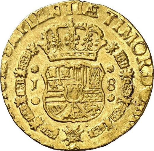 Reverse 8 Escudos 1751 GG J - Gold Coin Value - Guatemala, Ferdinand VI