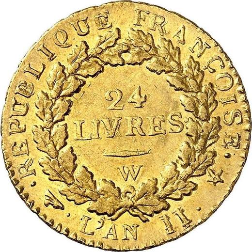 Rewers monety - 24 liwrów AN II (1793) W Lille - Francja, I Republika