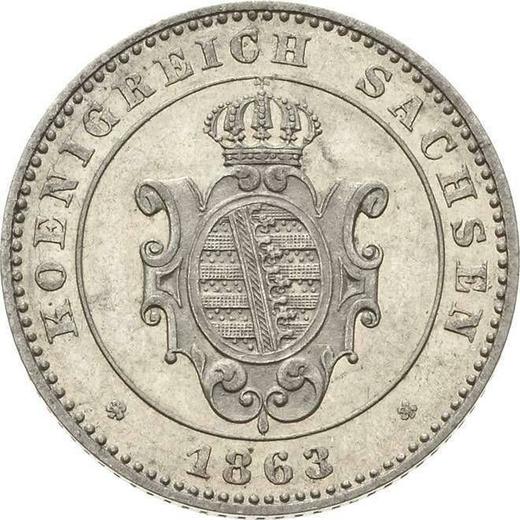Obverse 2 Neu Groschen 1863 B - Silver Coin Value - Saxony-Albertine, John