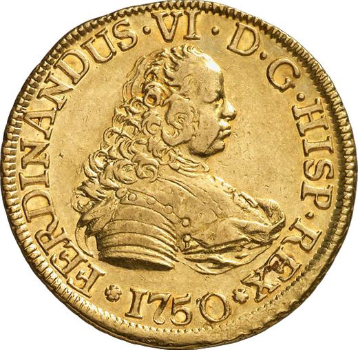 Anverso 4 escudos 1750 So J - valor de la moneda de oro - Chile, Fernando VI