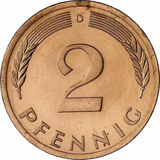 Аверс монеты - 2 пфеннига 1972 года D - цена  монеты - Германия, ФРГ