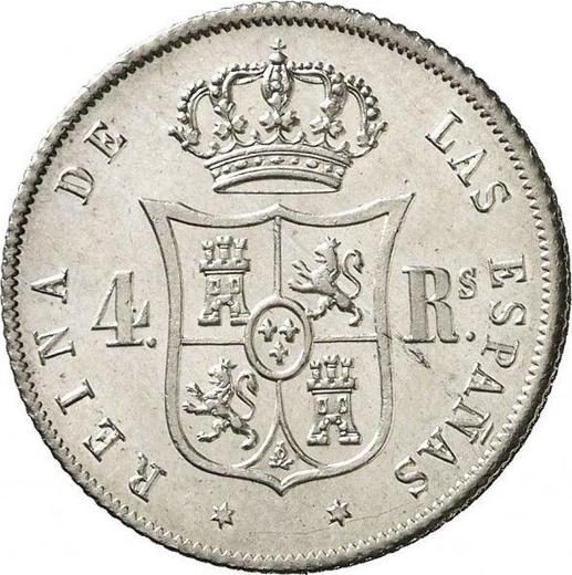 Revers 4 Reales 1858 Sechs spitze Sterne - Silbermünze Wert - Spanien, Isabella II