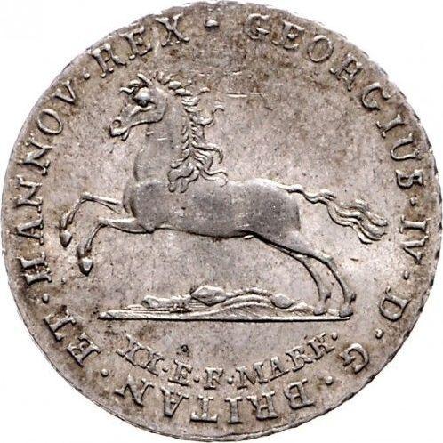 Аверс монеты - 16 грошей 1822 года "Тип 1822-1830" Без даты под номиналом - цена серебряной монеты - Ганновер, Георг IV