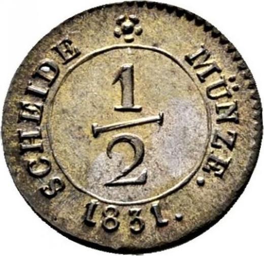 Reverso Medio kreuzer 1831 "Tipo 1824-1837" - valor de la moneda de plata - Wurtemberg, Guillermo I