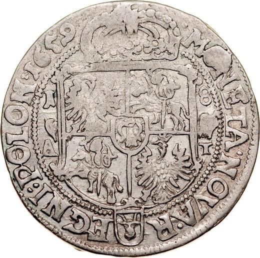 Reverso Ort (18 groszy) 1659 AT "Escudo de armas recto" - valor de la moneda de plata - Polonia, Juan II Casimiro