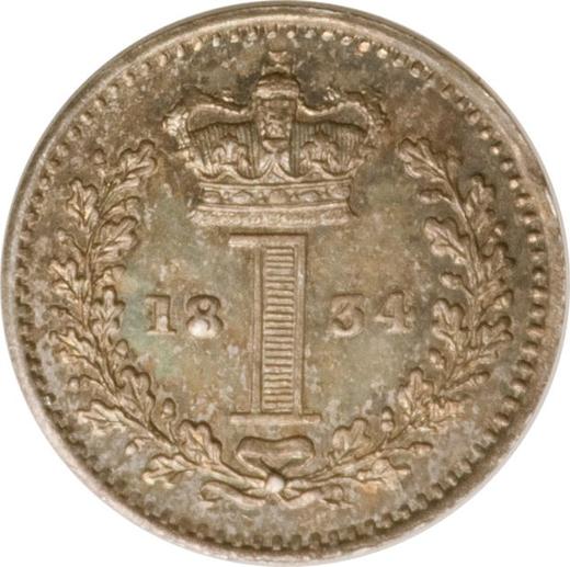Rewers monety - 1 pens 1834 "Maundy" - cena srebrnej monety - Wielka Brytania, Wilhelm IV