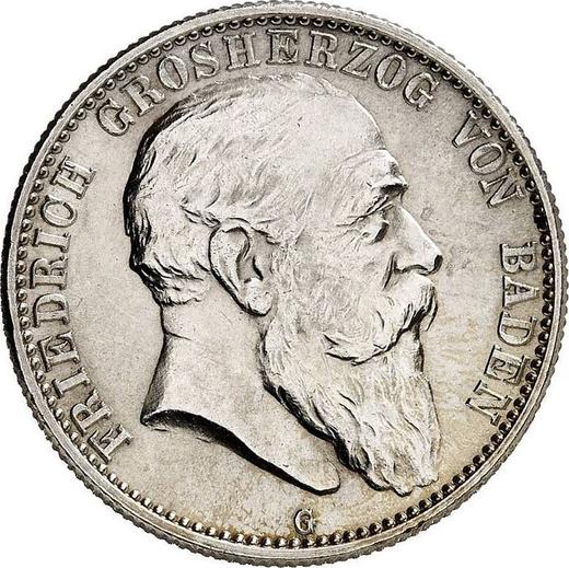 Аверс монеты - 2 марки 1907 года G "Баден" - цена серебряной монеты - Германия, Германская Империя