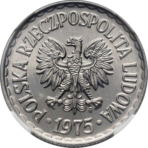 Аверс монеты - 1 злотый 1975 года MW - цена  монеты - Польша, Народная Республика