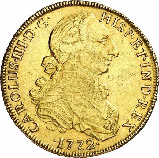 Anverso 8 escudos 1772 LM JM "Tipo 1763-1772" - valor de la moneda de oro - Perú, Carlos III