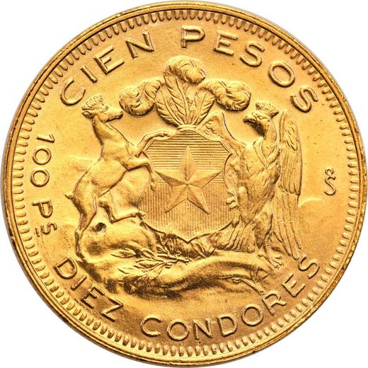 Rewers monety - 100 peso 1952 So - cena złotej monety - Chile, Republika (Po denominacji)