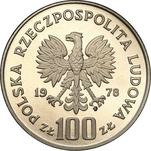 Аверс монеты - Пробные 100 злотых 1978 года MW "200 лет со дня рождения Адама Мицкевича" Никель - цена  монеты - Польша, Народная Республика