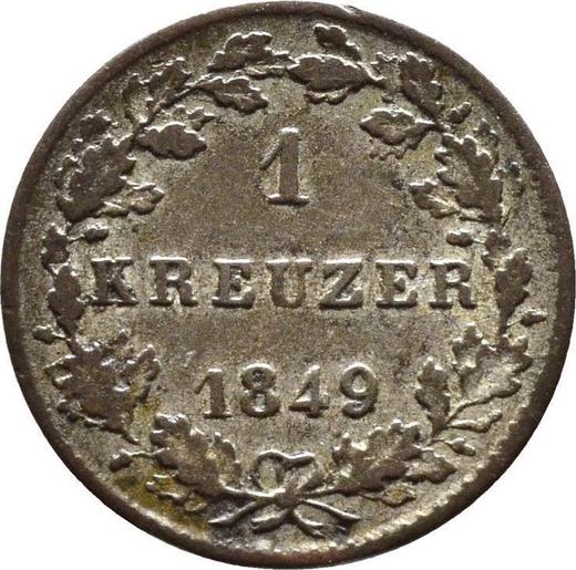 Реверс монеты - 1 крейцер 1849 года - цена серебряной монеты - Гессен-Дармштадт, Людвиг III