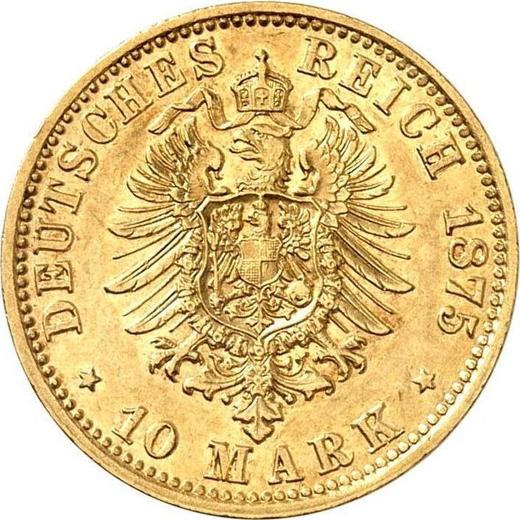 Reverso 10 marcos 1875 J "Hamburg" - valor de la moneda de oro - Alemania, Imperio alemán