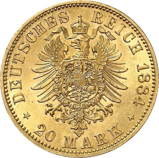 Reverso 20 marcos 1884 A "Prusia" - valor de la moneda de oro - Alemania, Imperio alemán