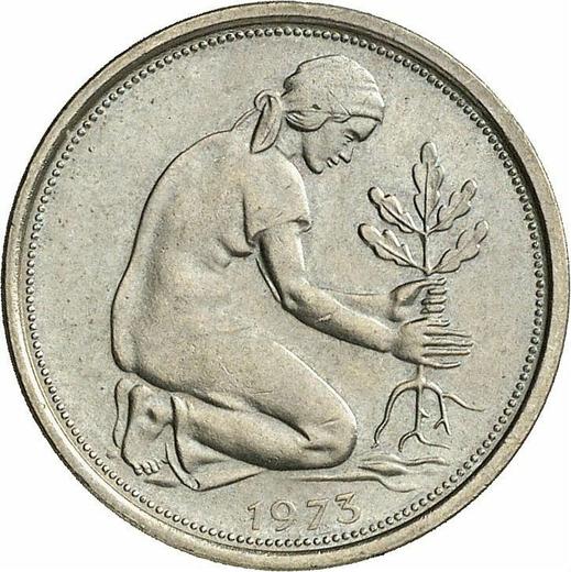 Реверс монеты - 50 пфеннигов 1973 года D - цена  монеты - Германия, ФРГ