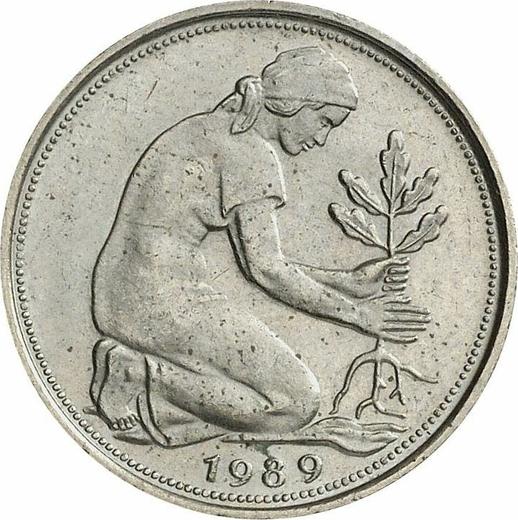 Реверс монеты - 50 пфеннигов 1989 года F - цена  монеты - Германия, ФРГ
