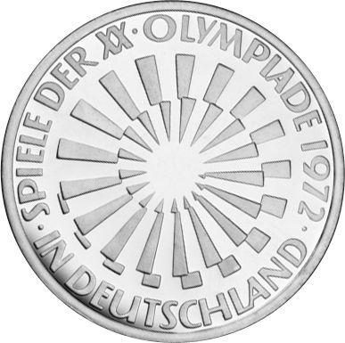 Anverso 10 marcos 1972 J "Juegos de la XX Olimpiada de Verano" - valor de la moneda de plata - Alemania, RFA