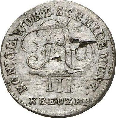 Anverso 3 kreuzers 1809 - valor de la moneda de plata - Wurtemberg, Federico I