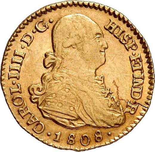 Аверс монеты - 1 эскудо 1808 года PTS PJ - цена золотой монеты - Боливия, Карл IV