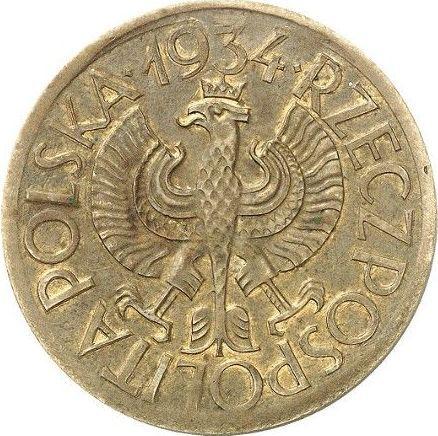Аверс монеты - Пробные 10 злотых 1934 года "Диаметр 33 мм" Томпак - цена  монеты - Польша, II Республика