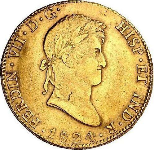 Аверс монеты - 8 эскудо 1824 года PTS PJ - цена золотой монеты - Боливия, Фердинанд VII