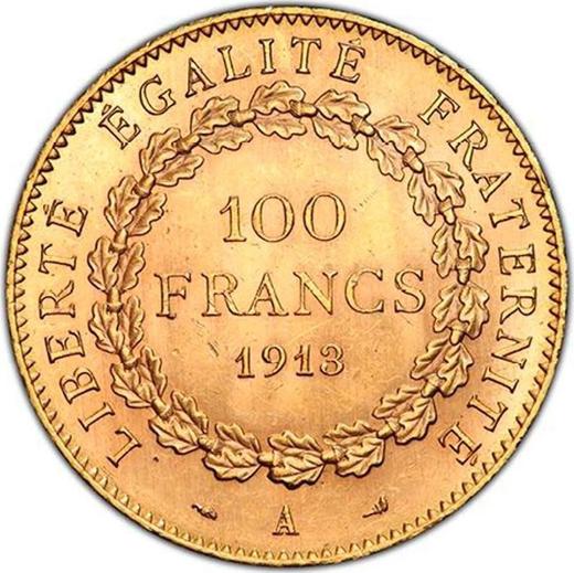 Reverso 100 francos 1913 A "Tipo 1878-1914" París - valor de la moneda de oro - Francia, Tercera República