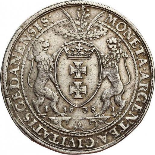 Реверс монеты - Талер 1638 года II "Гданьск" - цена серебряной монеты - Польша, Владислав IV