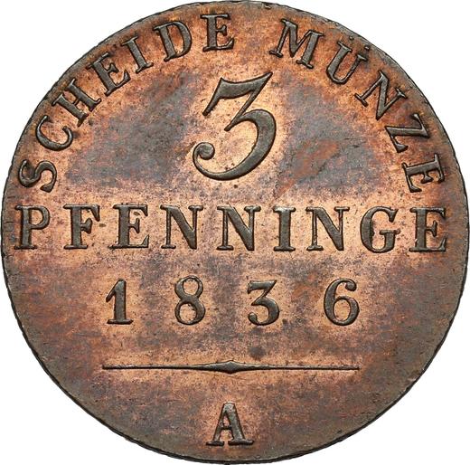 Reverso 3 Pfennige 1836 A - valor de la moneda  - Prusia, Federico Guillermo III