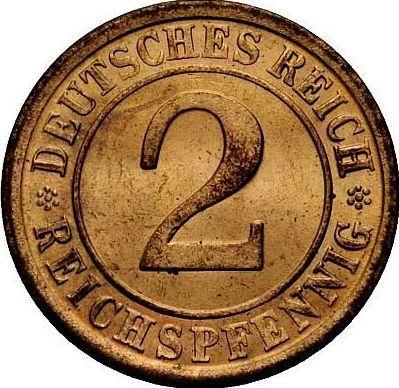 Аверс монеты - 2 рейхспфеннига 1925 года A - цена  монеты - Германия, Bеймарская республика