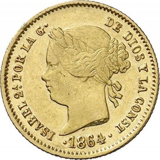 Аверс монеты - 2 песо 1864 года - цена золотой монеты - Филиппины, Изабелла II