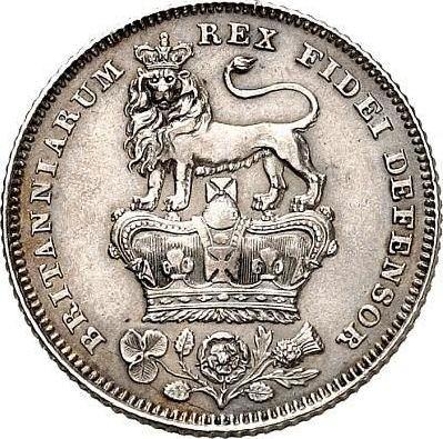 Rewers monety - 6 pensow 1828 - cena srebrnej monety - Wielka Brytania, Jerzy IV