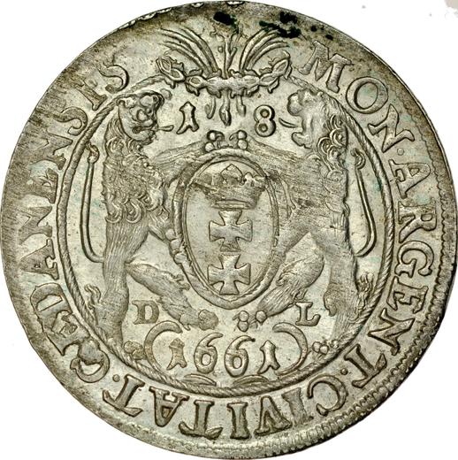 Rewers monety - Ort (18 groszy) 1661 DL "Gdańsk" - cena srebrnej monety - Polska, Jan II Kazimierz