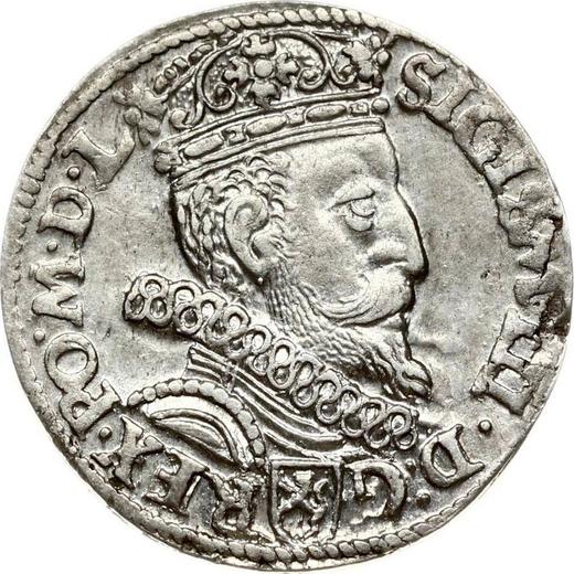 Аверс монеты - Трояк (3 гроша) 1605 года K "Краковский монетный двор" - цена серебряной монеты - Польша, Сигизмунд III Ваза