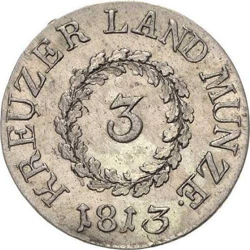 Revers 3 Kreuzer 1813 - Silbermünze Wert - Sachsen-Meiningen, Bernhard II