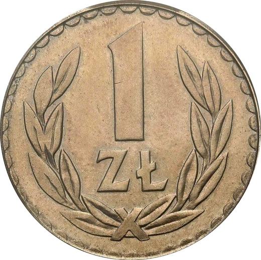 Реверс монеты - Пробный 1 злотый 1987 года MW Медно-никель - цена  монеты - Польша, Народная Республика