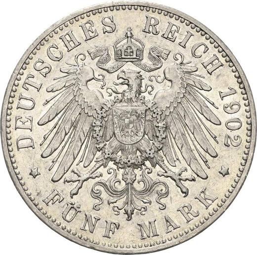 Reverso 5 marcos 1902 F "Würtenberg" - valor de la moneda de plata - Alemania, Imperio alemán