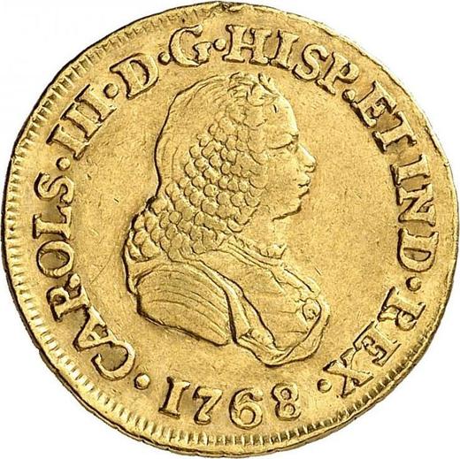 Аверс монеты - 1 эскудо 1768 года PN J - цена золотой монеты - Колумбия, Карл III