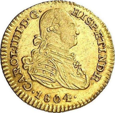 Awers monety - 1 escudo 1804 NR JJ - cena złotej monety - Kolumbia, Karol IV