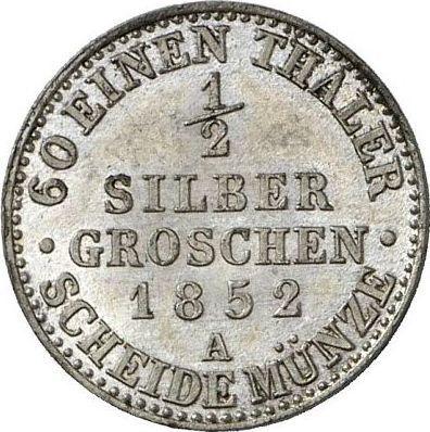 Rewers monety - 1/2 silbergroschen 1852 A - cena srebrnej monety - Prusy, Fryderyk Wilhelm IV
