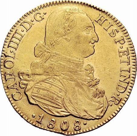 Anverso 8 escudos 1808 NR JJ - valor de la moneda de oro - Colombia, Carlos IV
