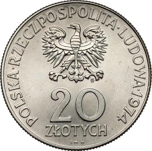 Аверс монеты - Пробные 20 злотых 1974 года MW JMN "25 лет Совета Экономической Взаимопомощи" Медно-никель - цена  монеты - Польша, Народная Республика
